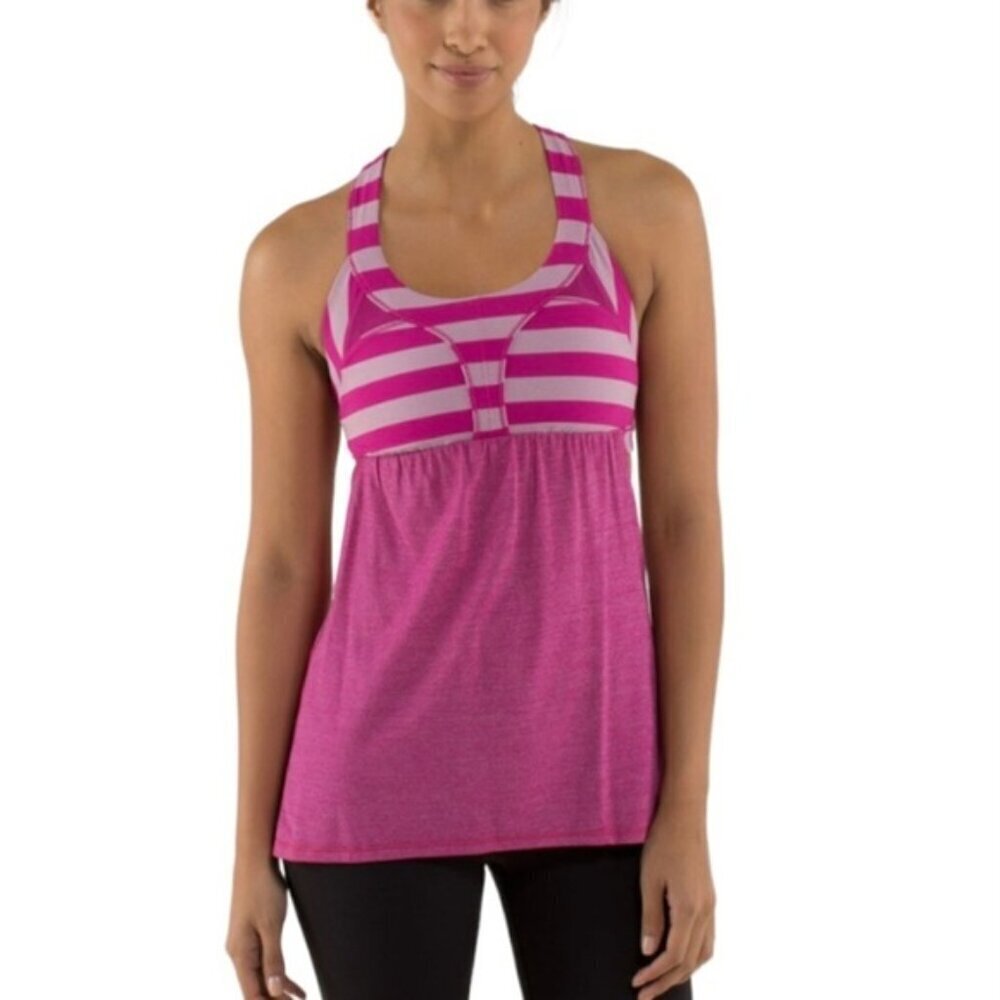 Lululemon 2-In-Run TankHeathered Raspberry / Micro Macro Stripe Raspberry - Picture 2 of 12